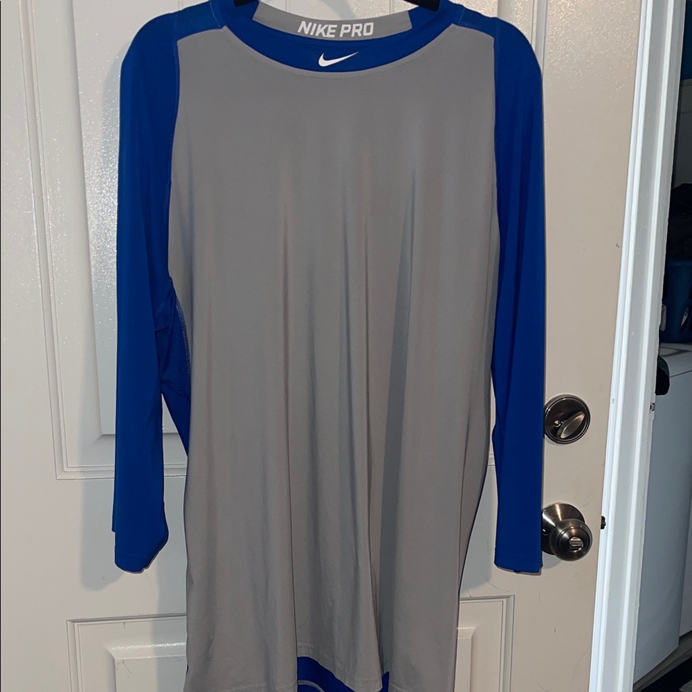 Nike Pro Blue and Gray Athletic Shirt